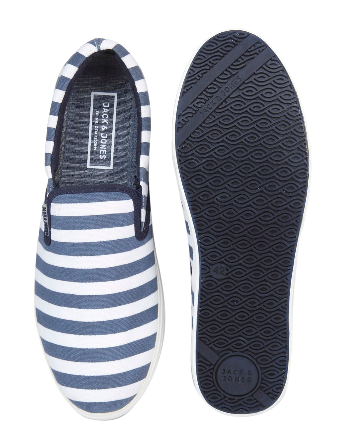 Blue Striped Slip Ons