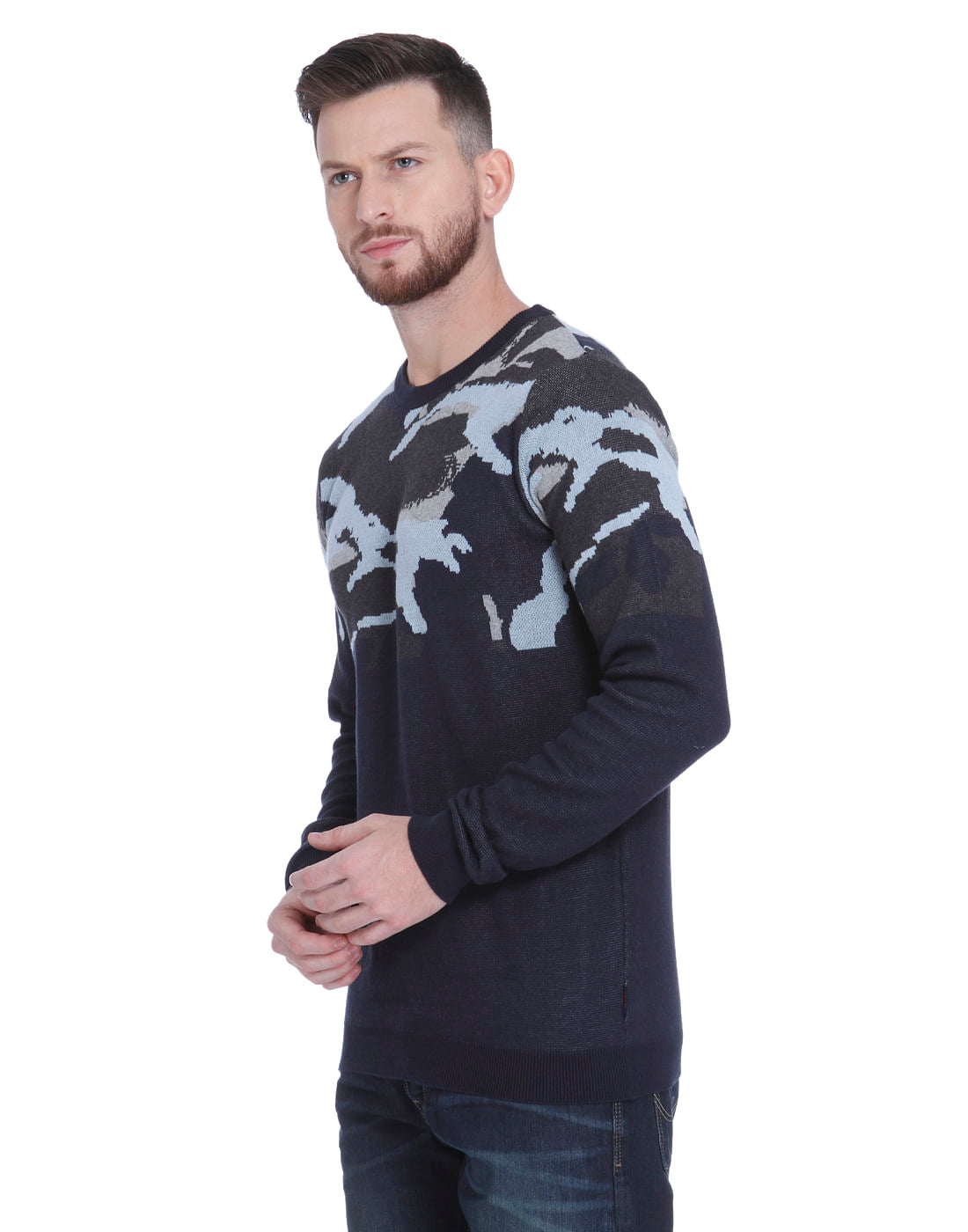 Black Abstract Print Knit Pullover