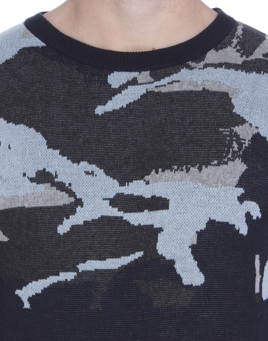 Black Abstract Print Knit Pullover