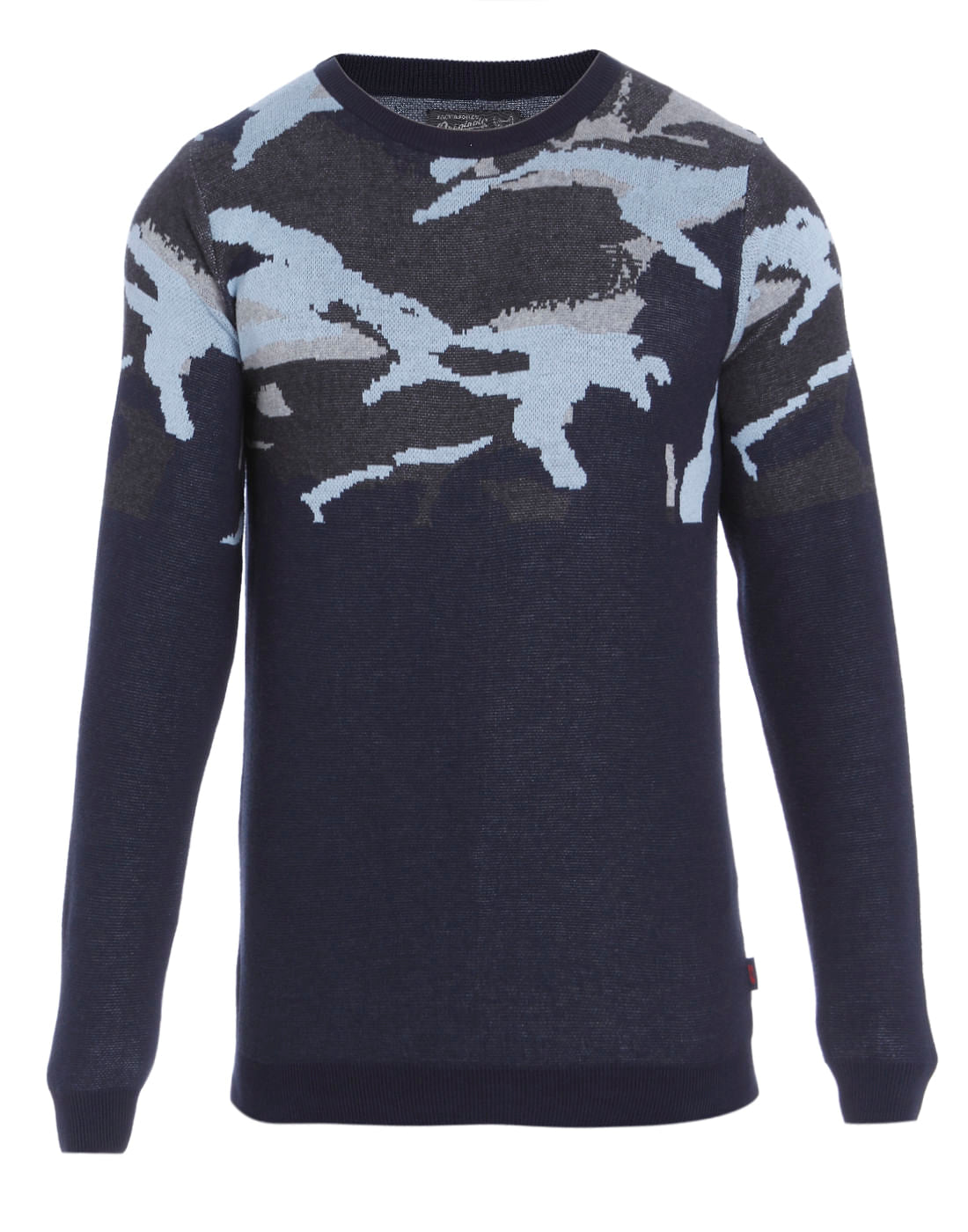 Black Abstract Print Knit Pullover