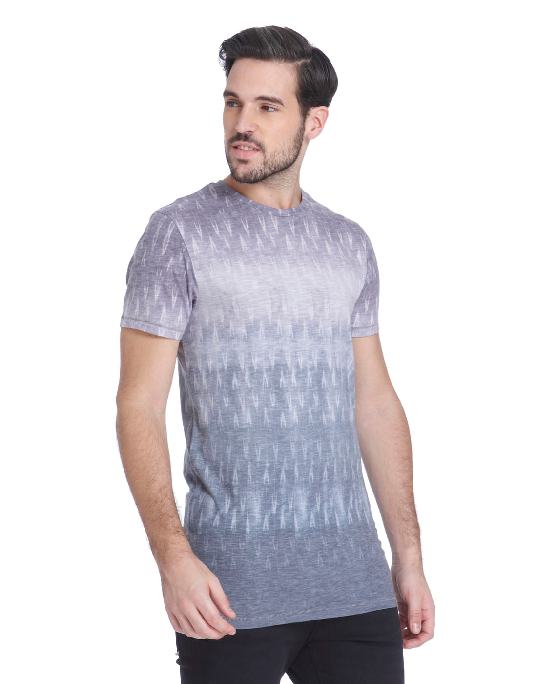 Light Grey All Over Print Crew Neck T-shirt