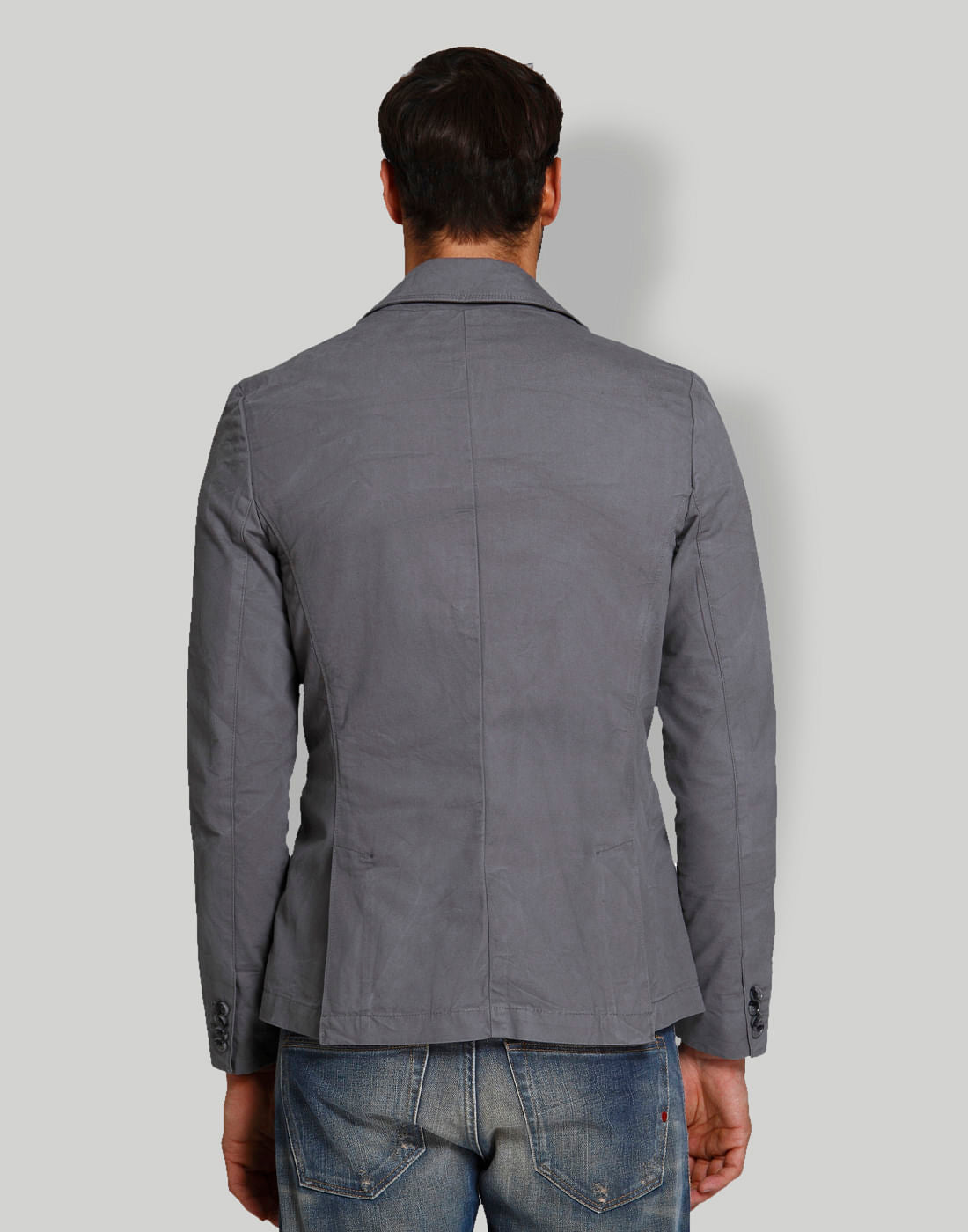 Grey Zipped Pockets Blazer