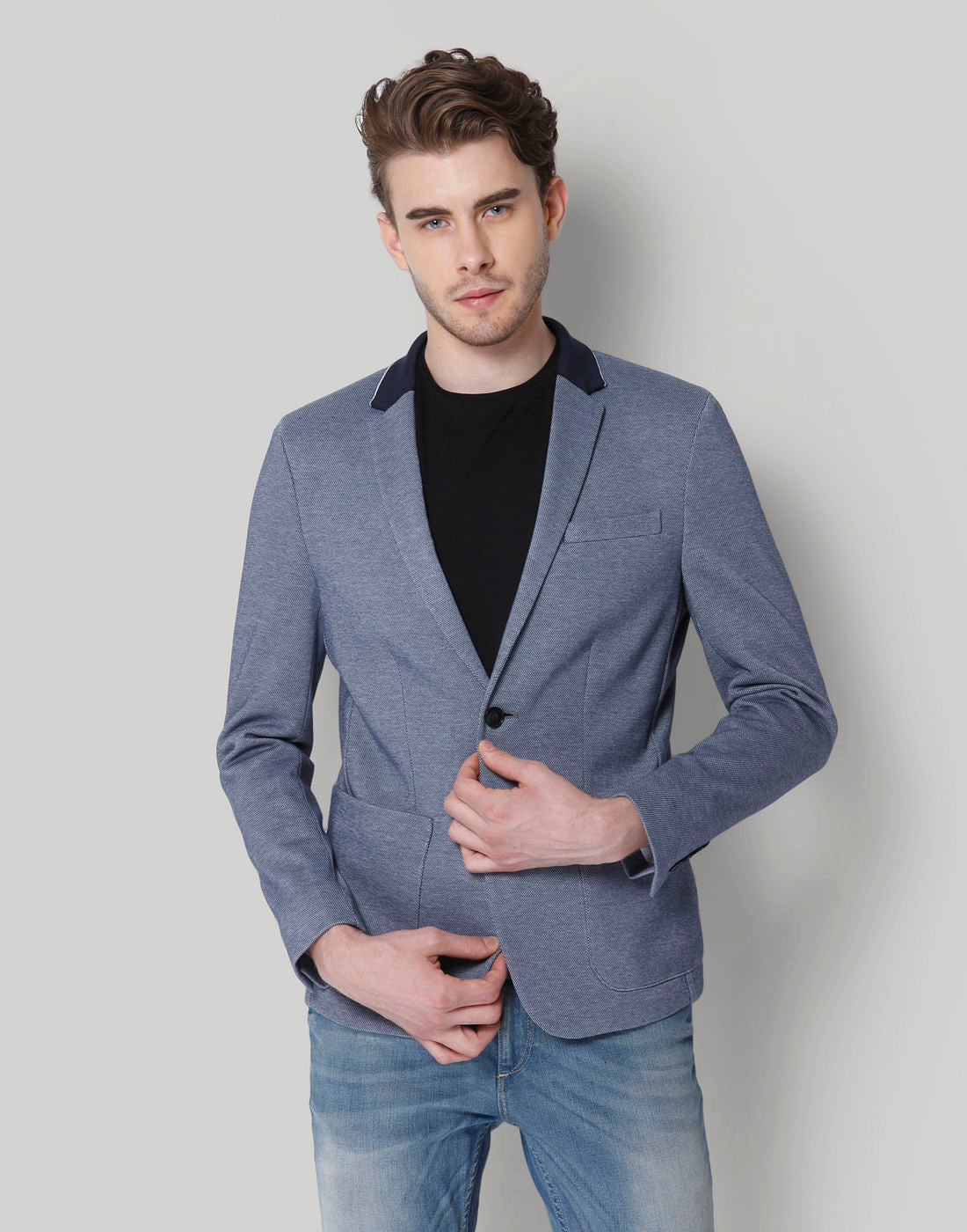 Blue Double Button Blazer - 46