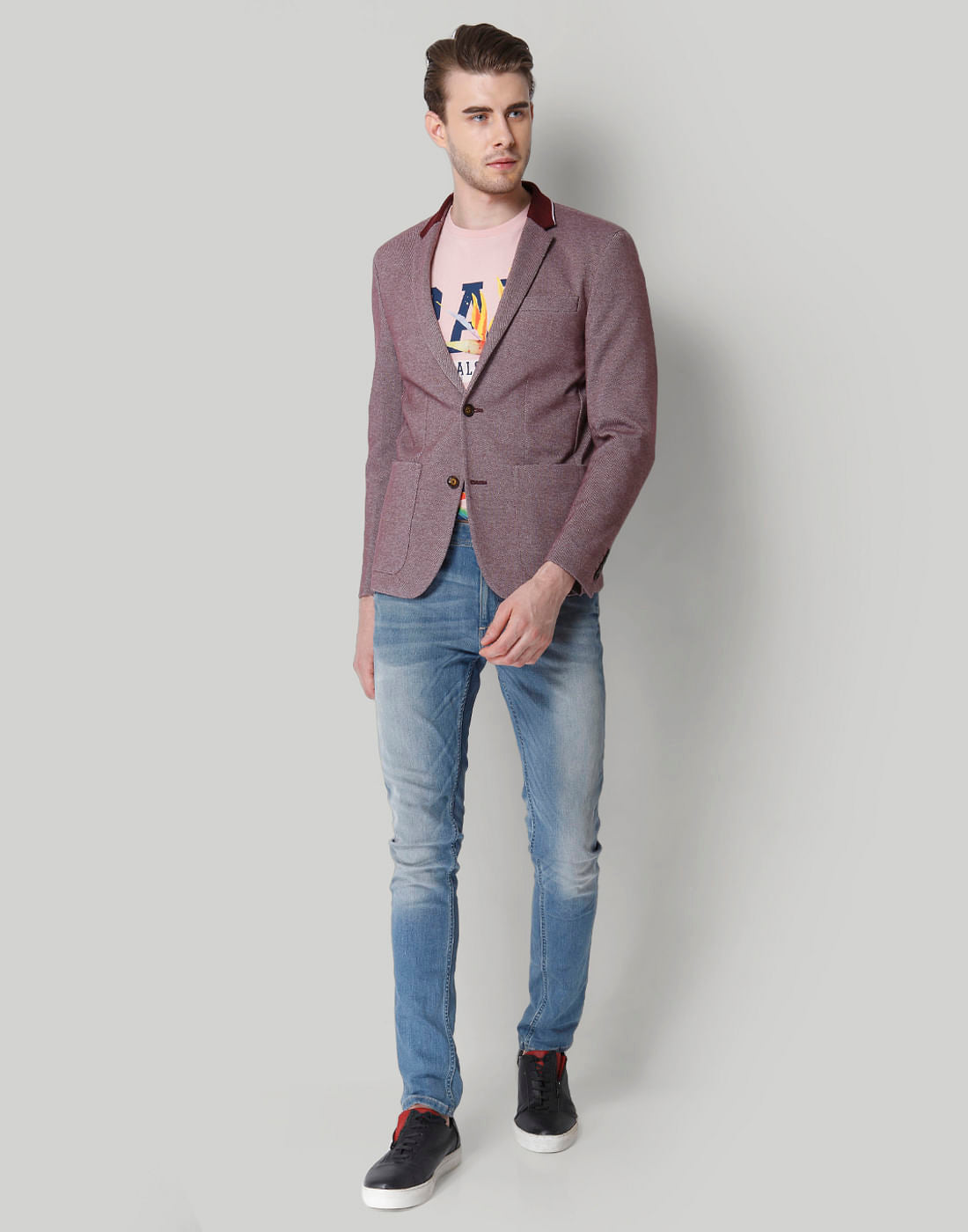 Burgundy Double Button Blazer