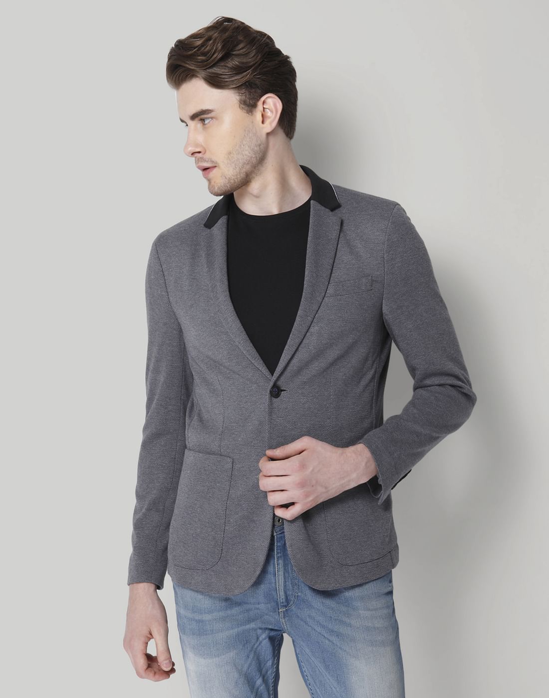 Dark Grey Double Button Blazer - 46