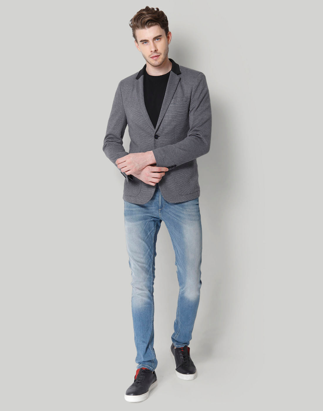 Dark Grey Double Button Blazer