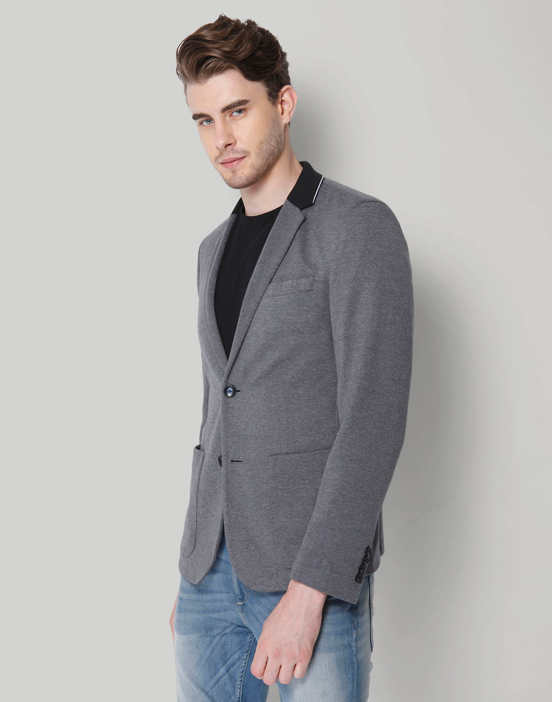 Dark Grey Double Button Blazer