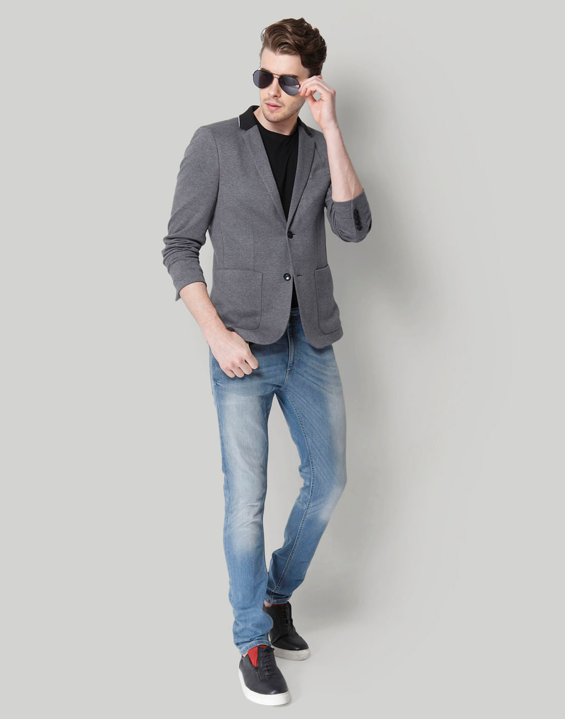 Dark Grey Double Button Blazer