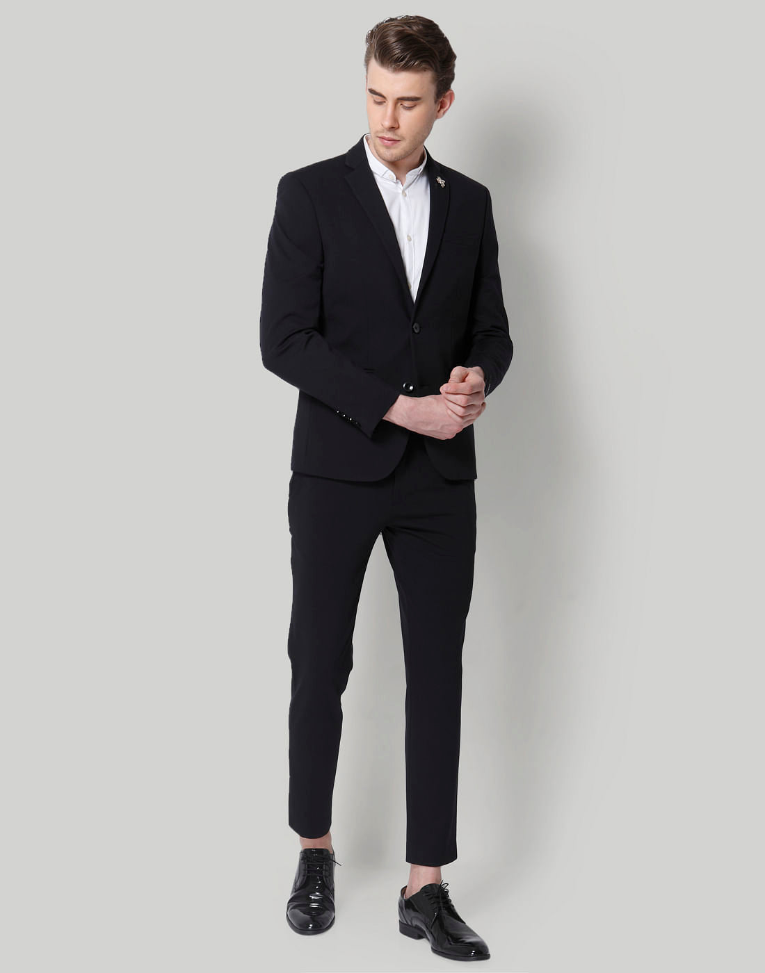 Black Double Button Slim Fit Blazer
