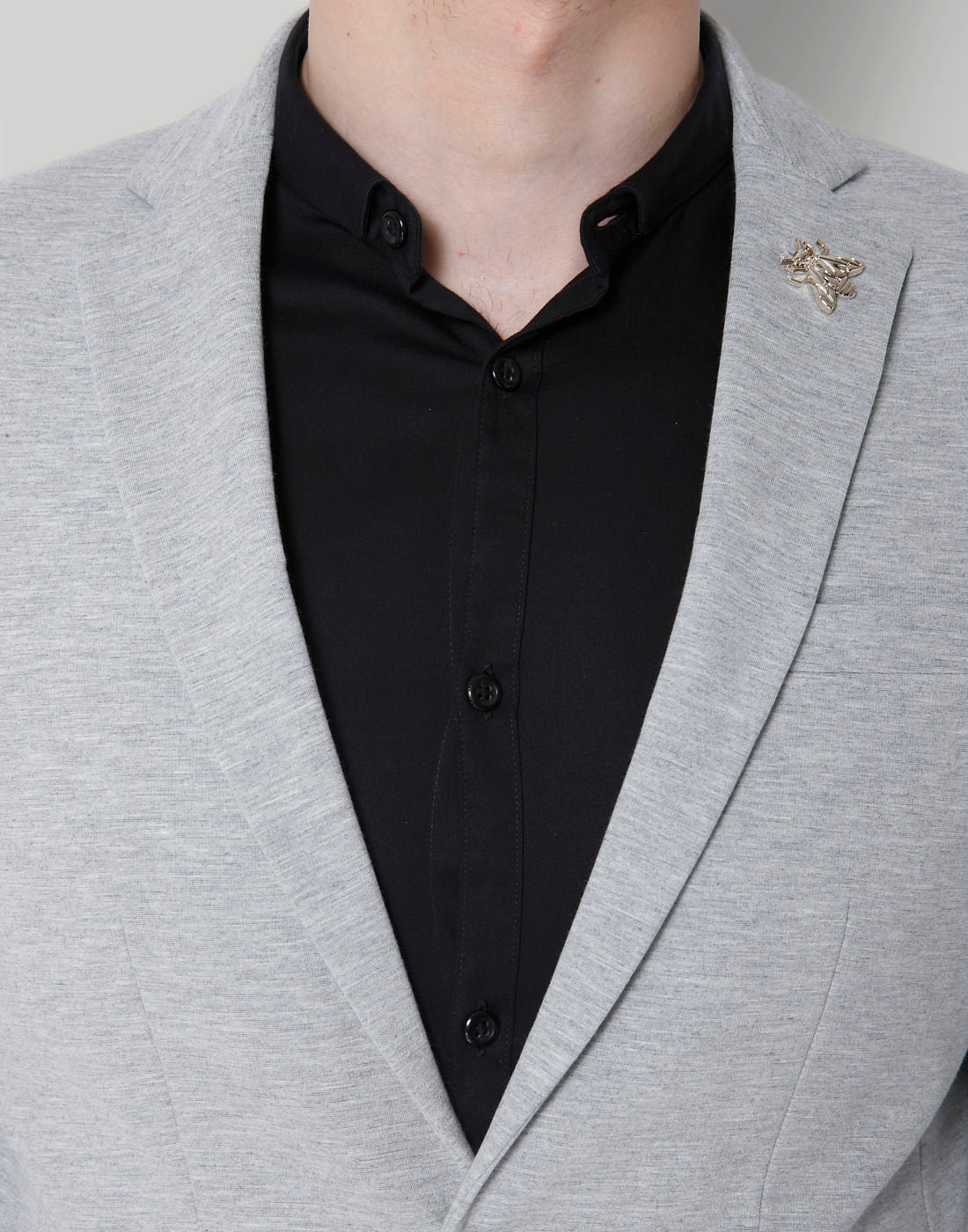 Light Grey Double Button Slim Fit Blazer