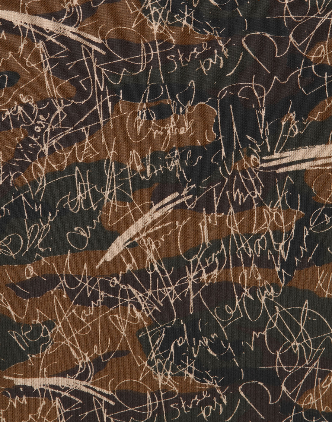Brown Scribble Print Zip Up Sweatshirt