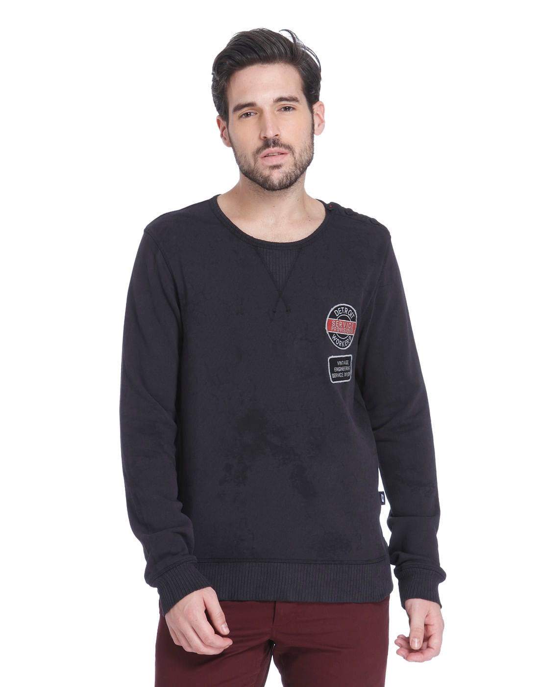 Black Placement Print Sweatshirt - S