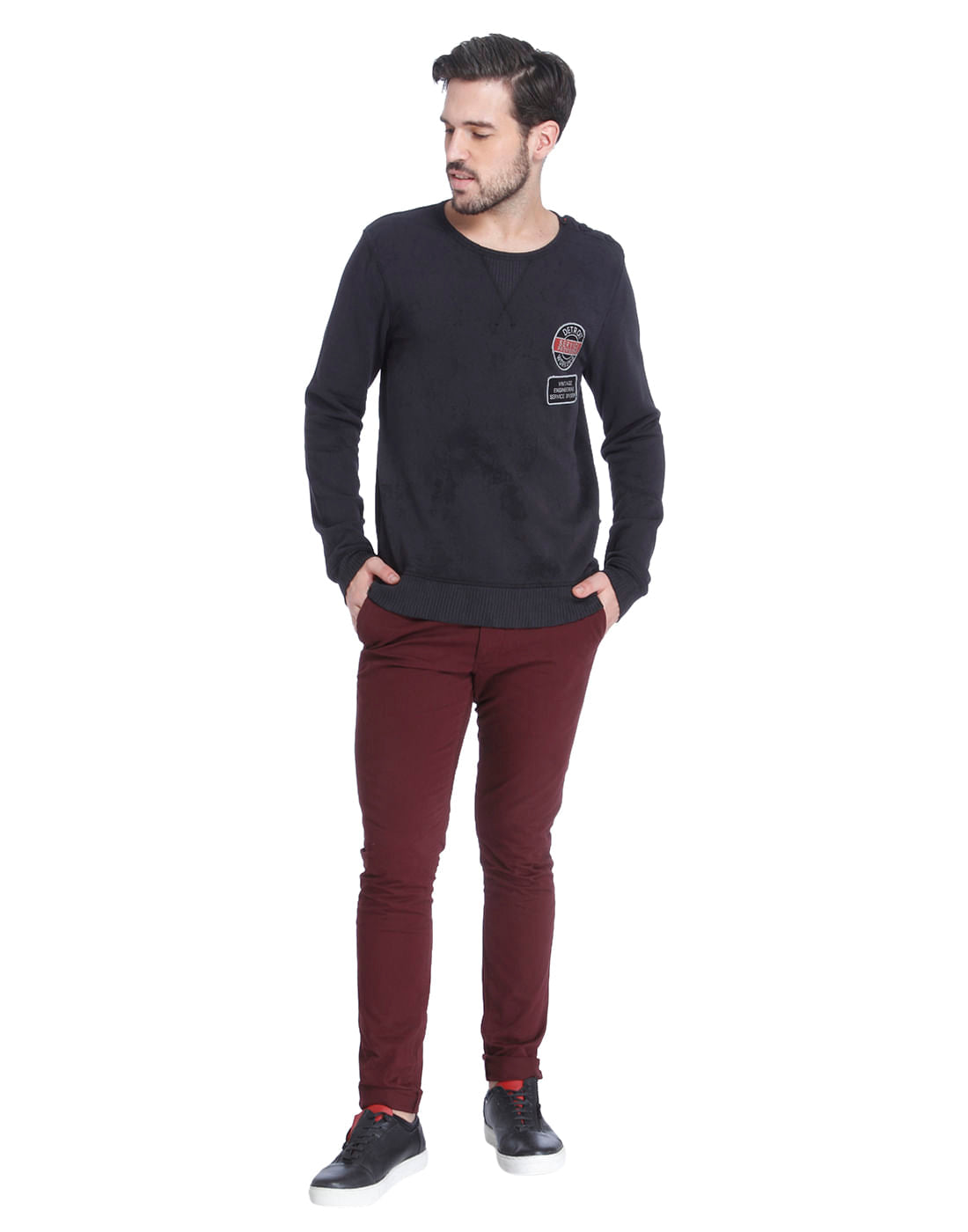 Black Placement Print Sweatshirt