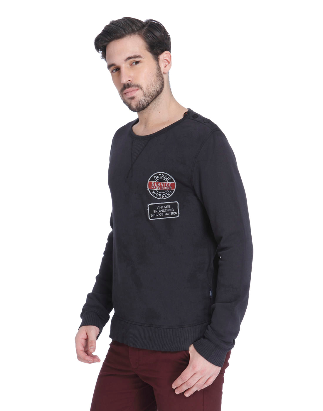 Black Placement Print Sweatshirt