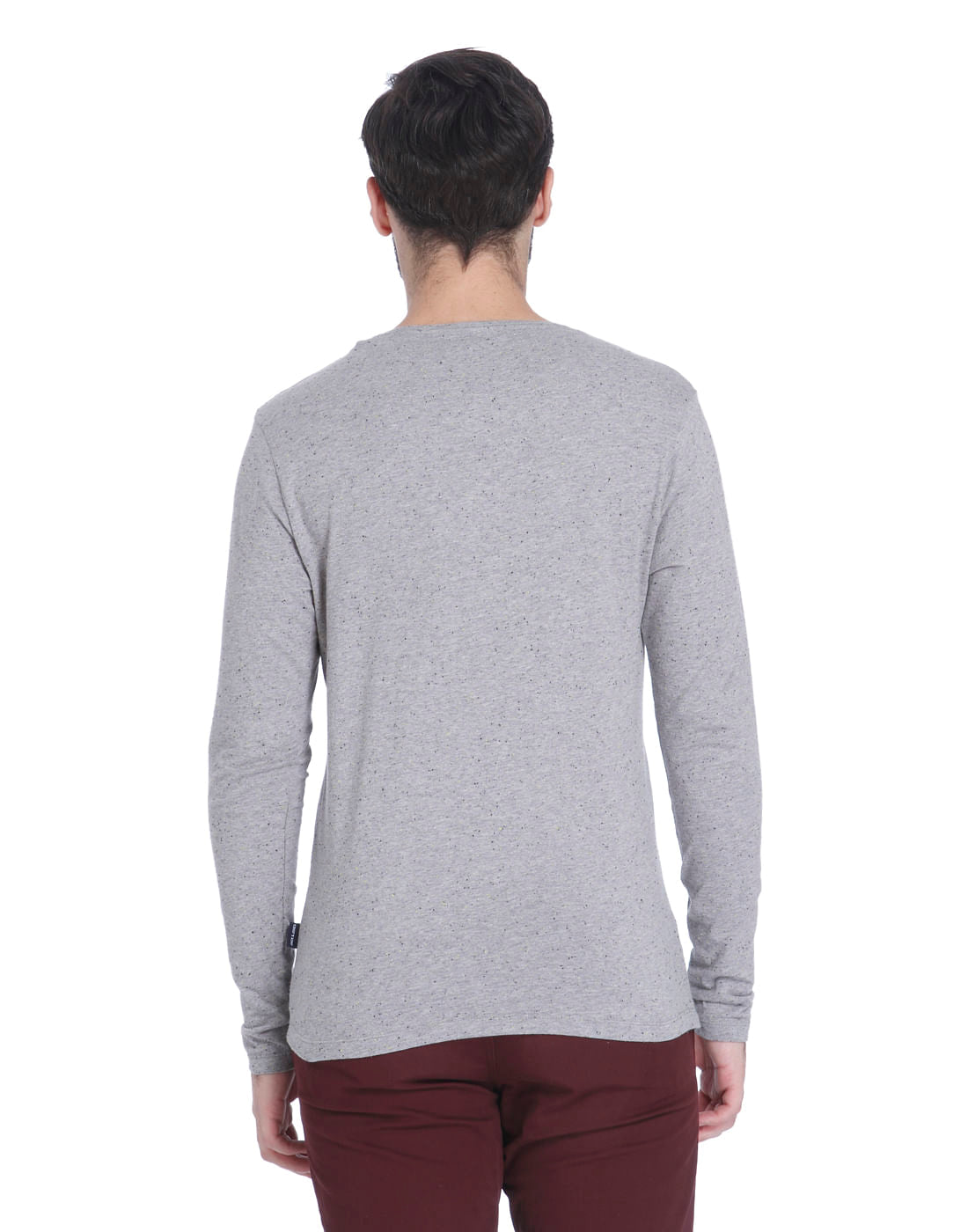 Grey Full Sleeves Crew Neck T-shirt