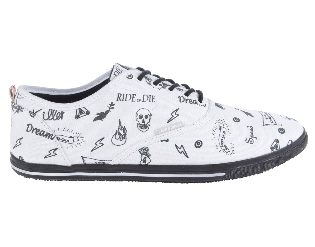 White Graphic Print Sneakers - 6