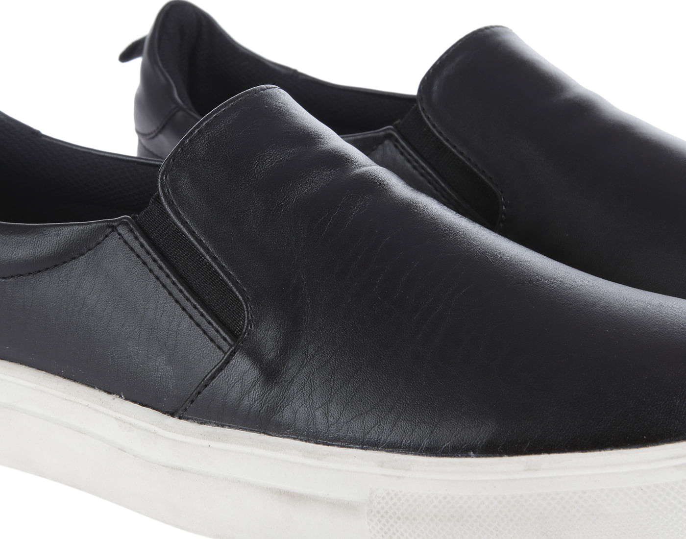 Black Pu Slip On Sneakers