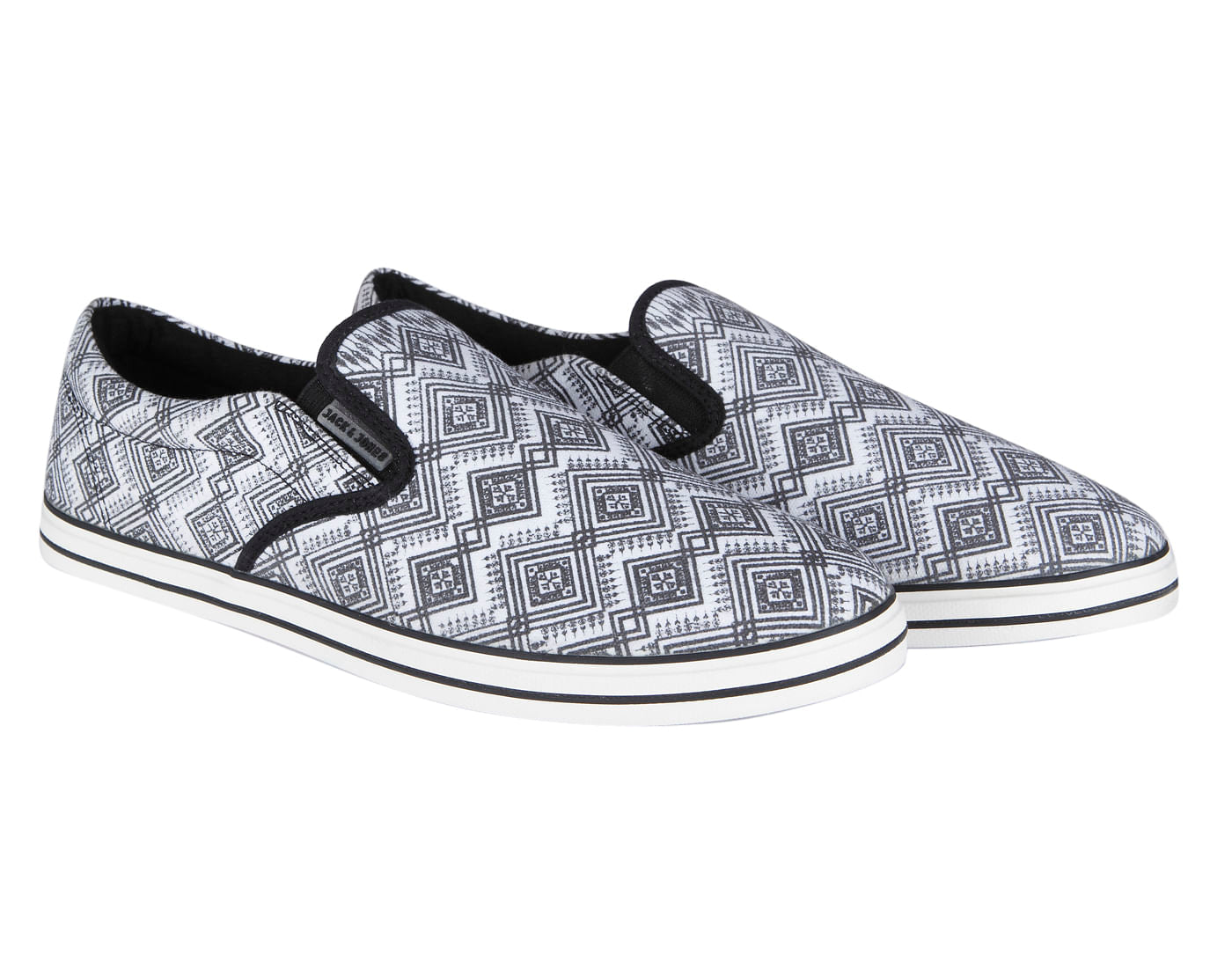 Dark Grey Aztec Print Slip Ons