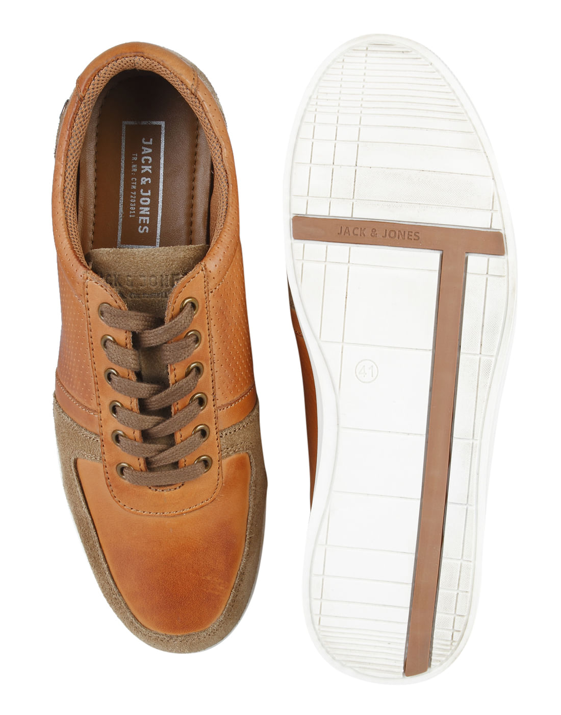 Tan Colourblocked Sand Leather Sneakers