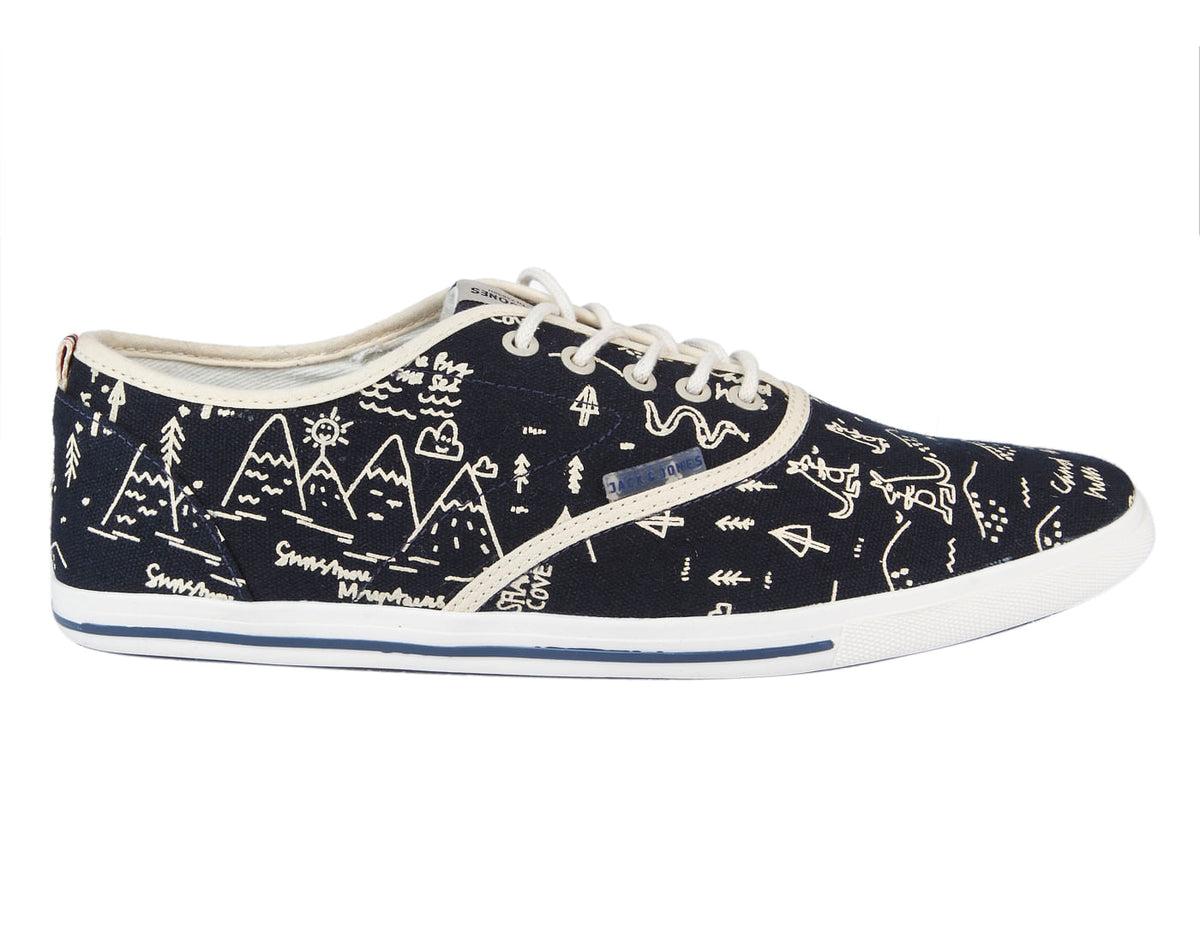 Blue Printed Canvas Sneakers - 6