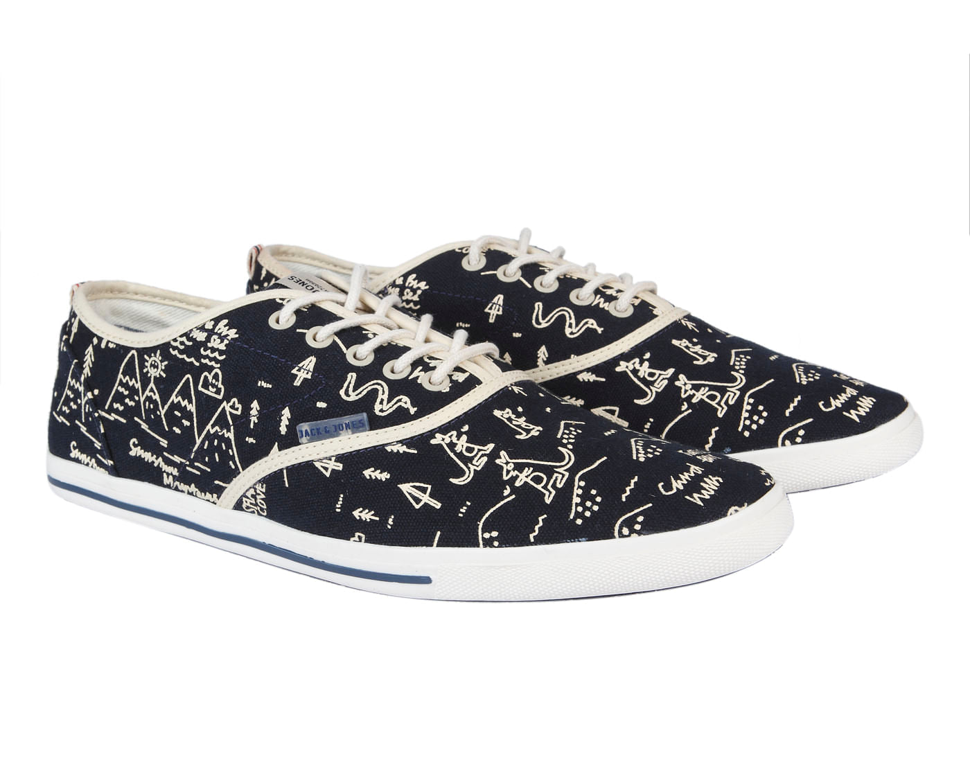 Blue Printed Canvas Sneakers
