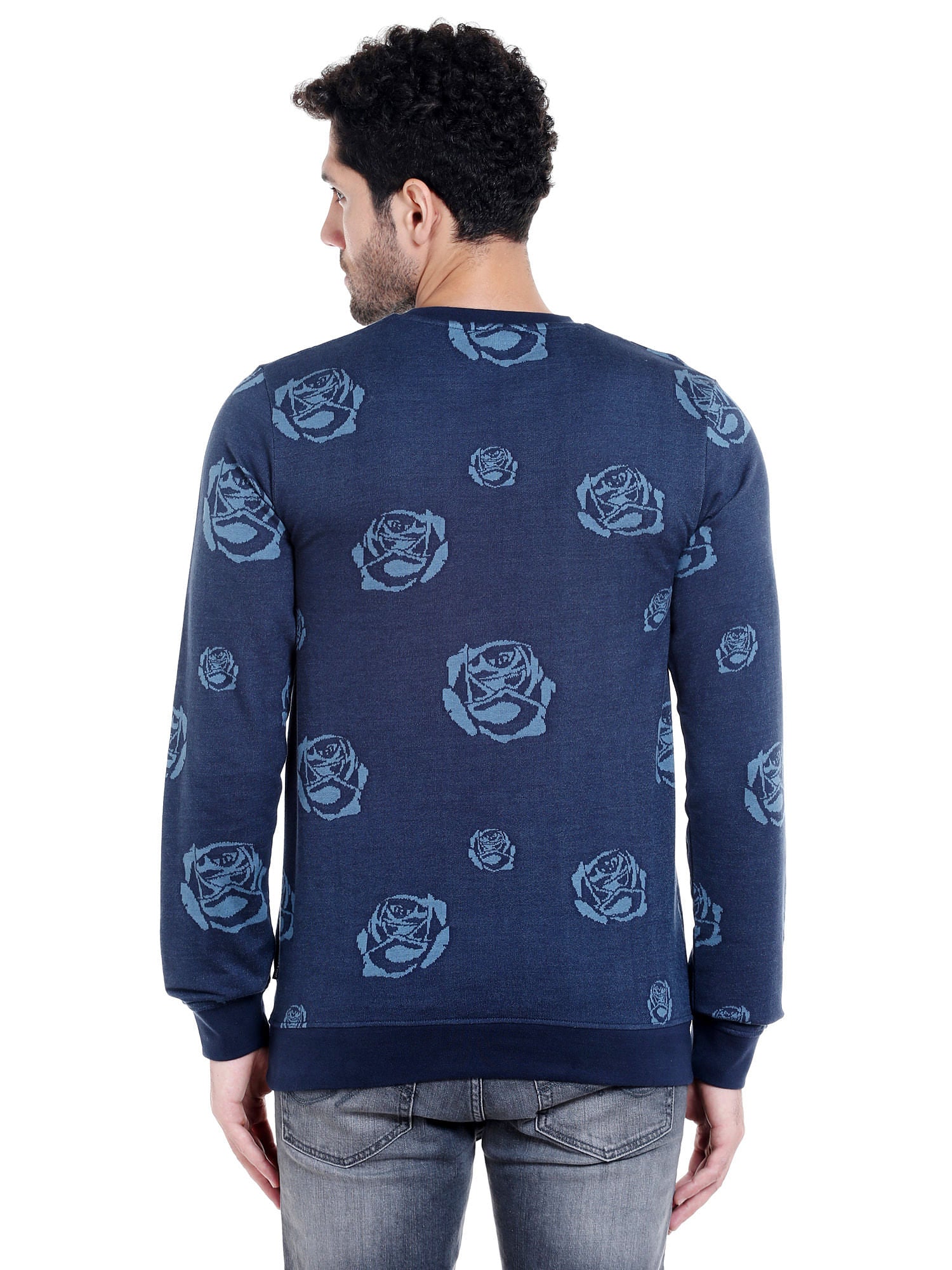 Blue Rose Print Sweatshirt