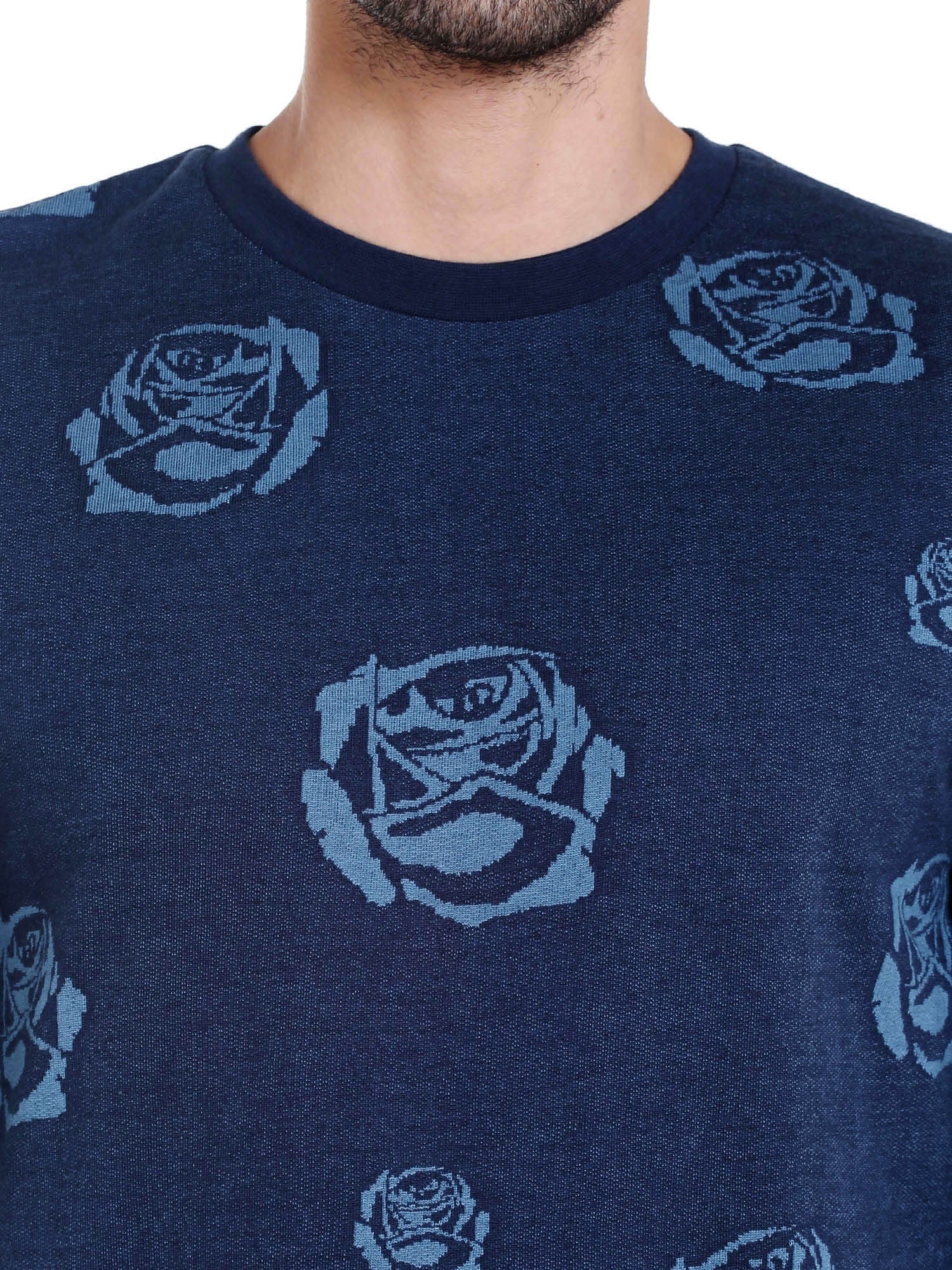 Blue Rose Print Sweatshirt