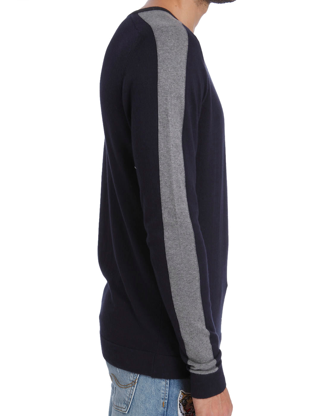 Blue Colourblocked Pullover