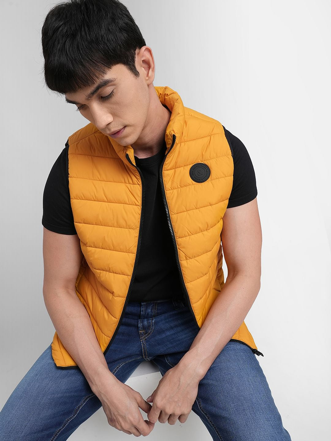 Yellow Puffer Vest Jacket - S