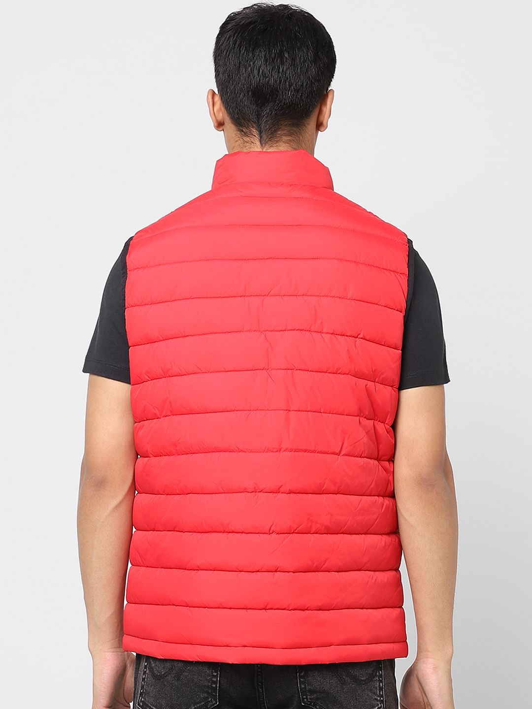 Red Quilted Puffer Vest Jacket
