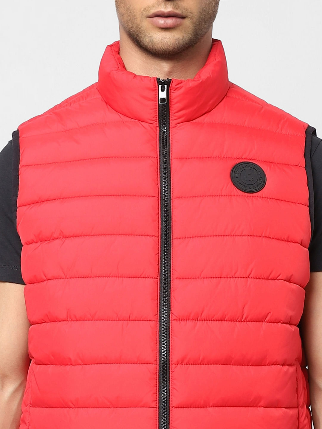 Red Quilted Puffer Vest Jacket