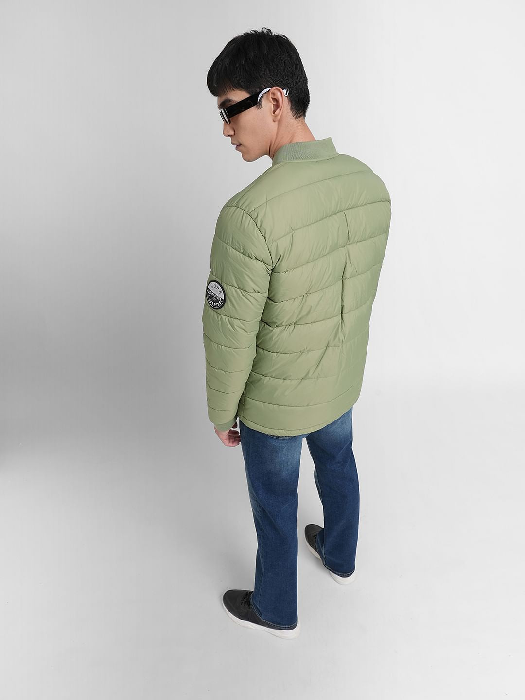 Green Puffer Bomber Jacket - S