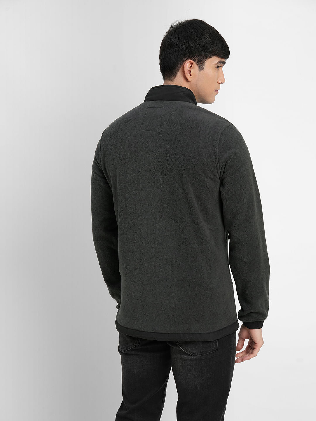 Dark Grey Colourblocked Polar Jacket
