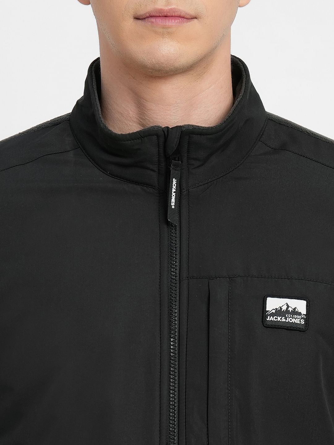 Dark Grey Colourblocked Polar Jacket