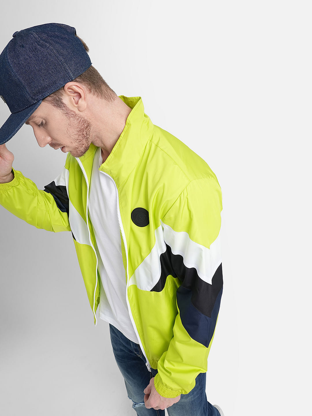Neon Green Colourblocked Windbreaker - S