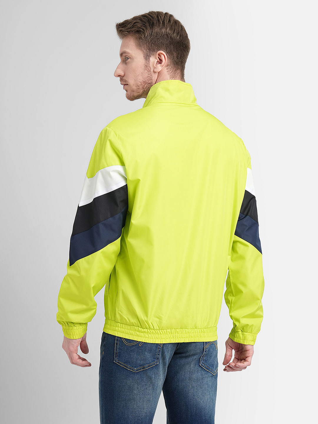 Neon Green Colourblocked Windbreaker