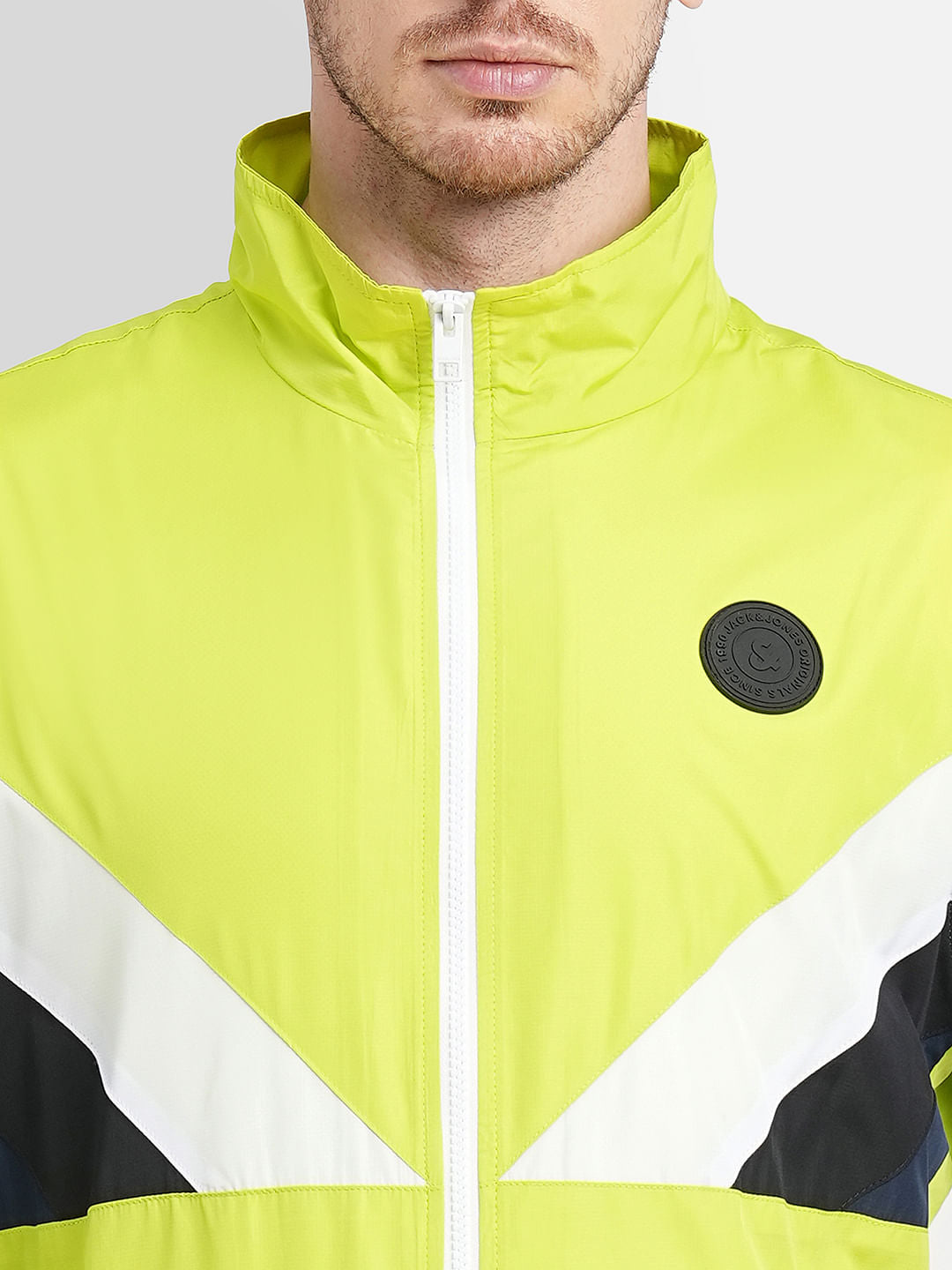 Neon Green Colourblocked Windbreaker