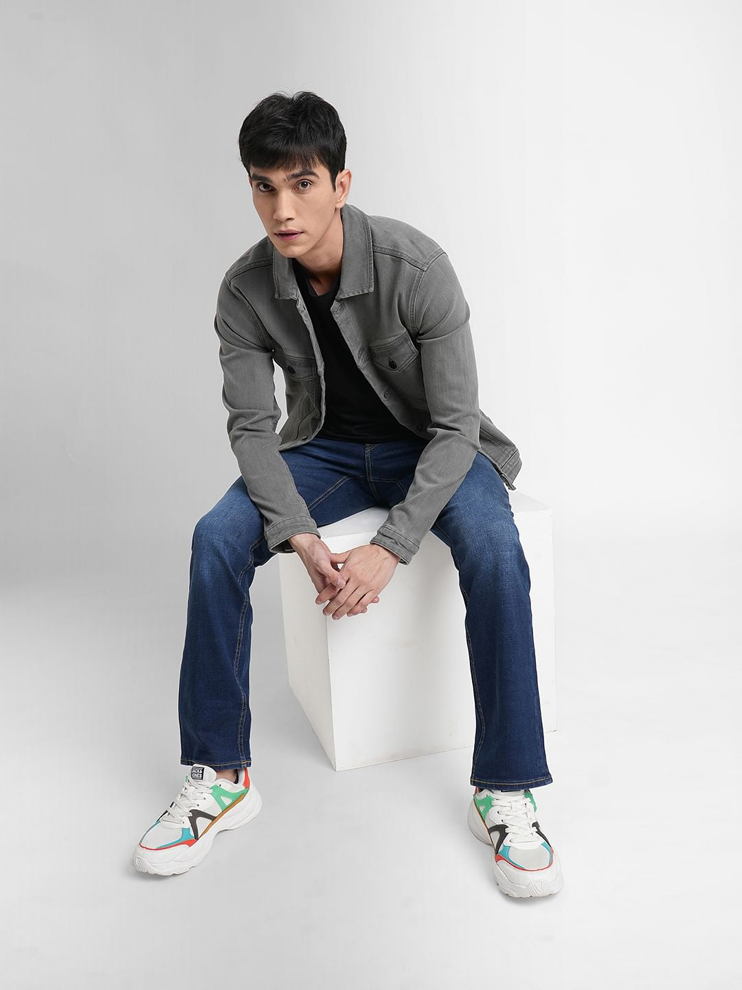 Grey Trucker Denim Jacket - S