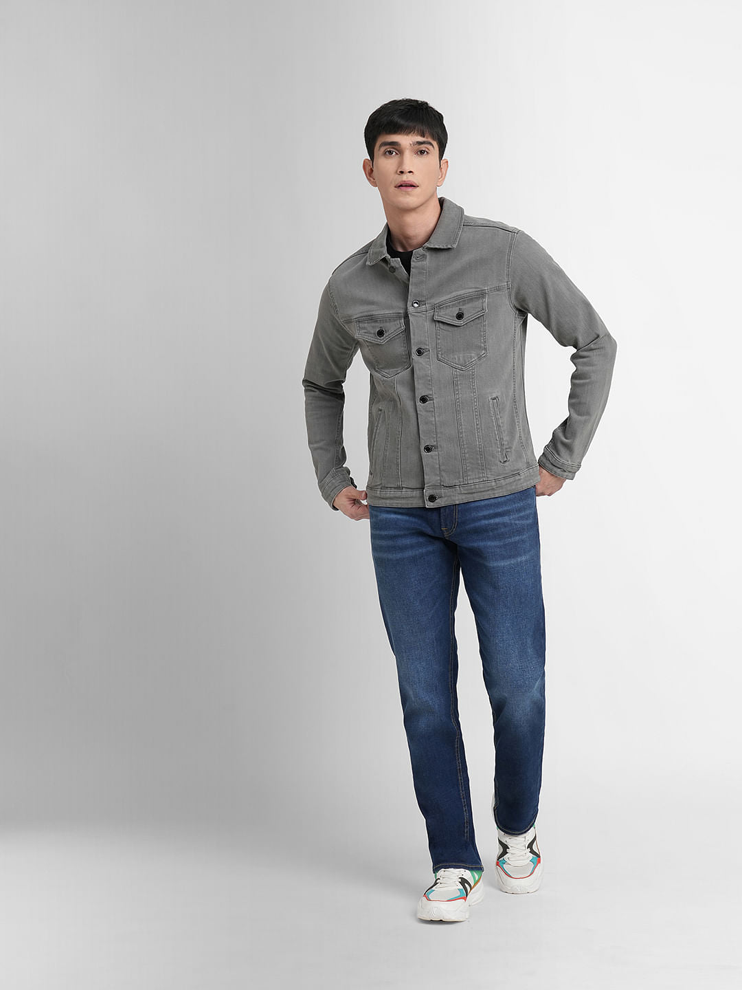Grey Trucker Denim Jacket
