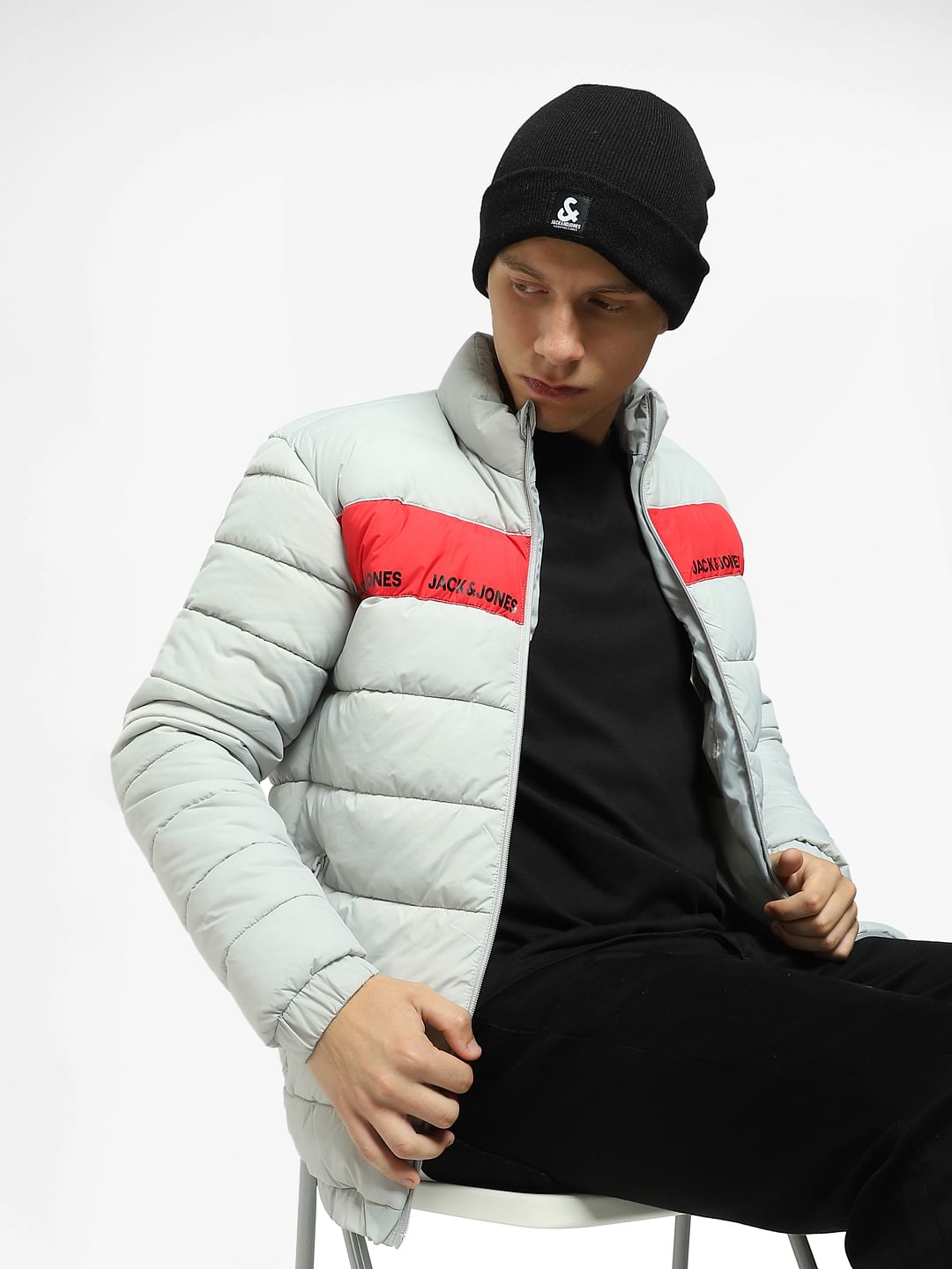 Light Grey Quilted Hooded Puffer Jacket