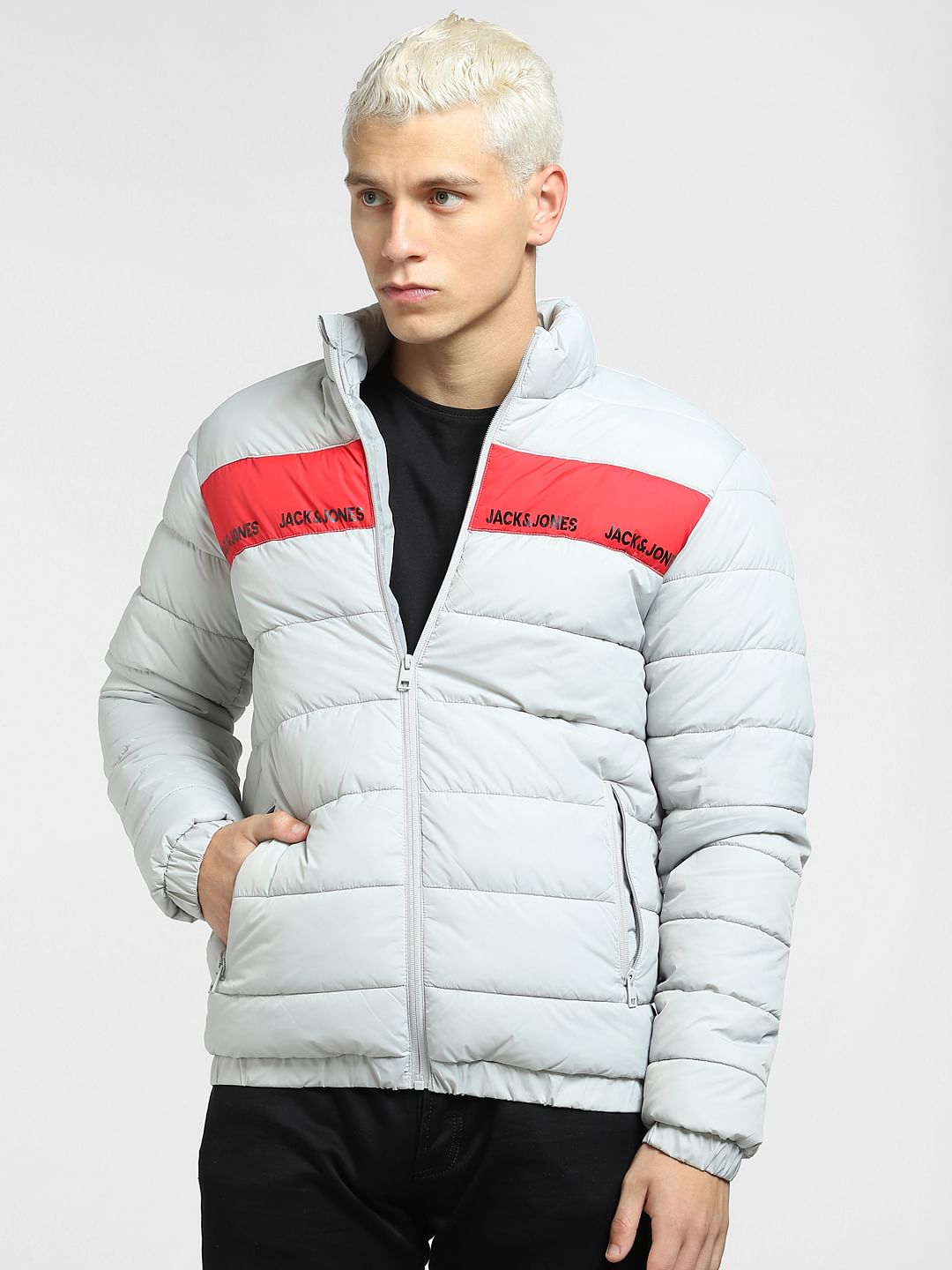Light Grey Quilted Hooded Puffer Jacket