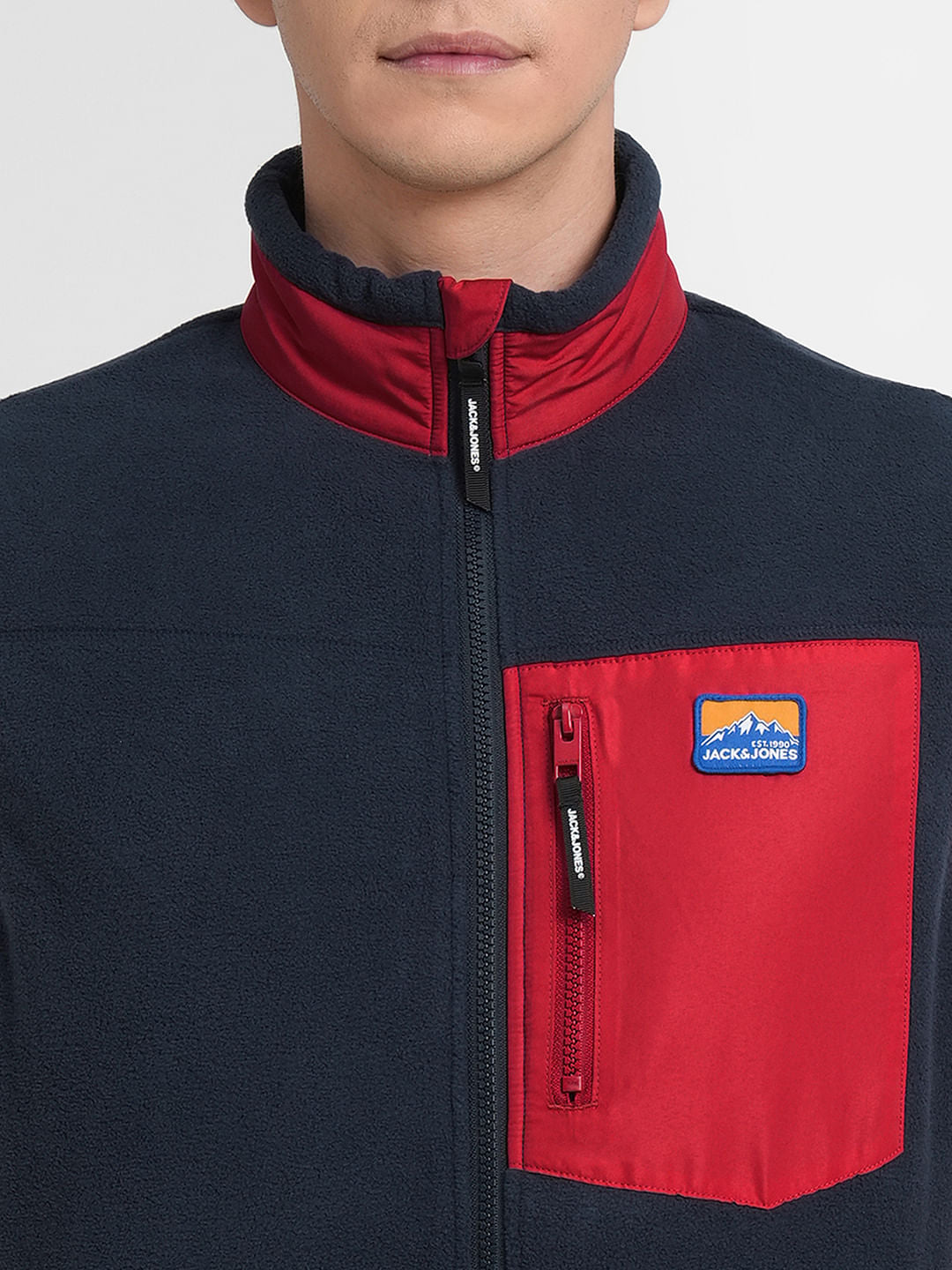 Navy Blue Colourblocked Vest Jacket