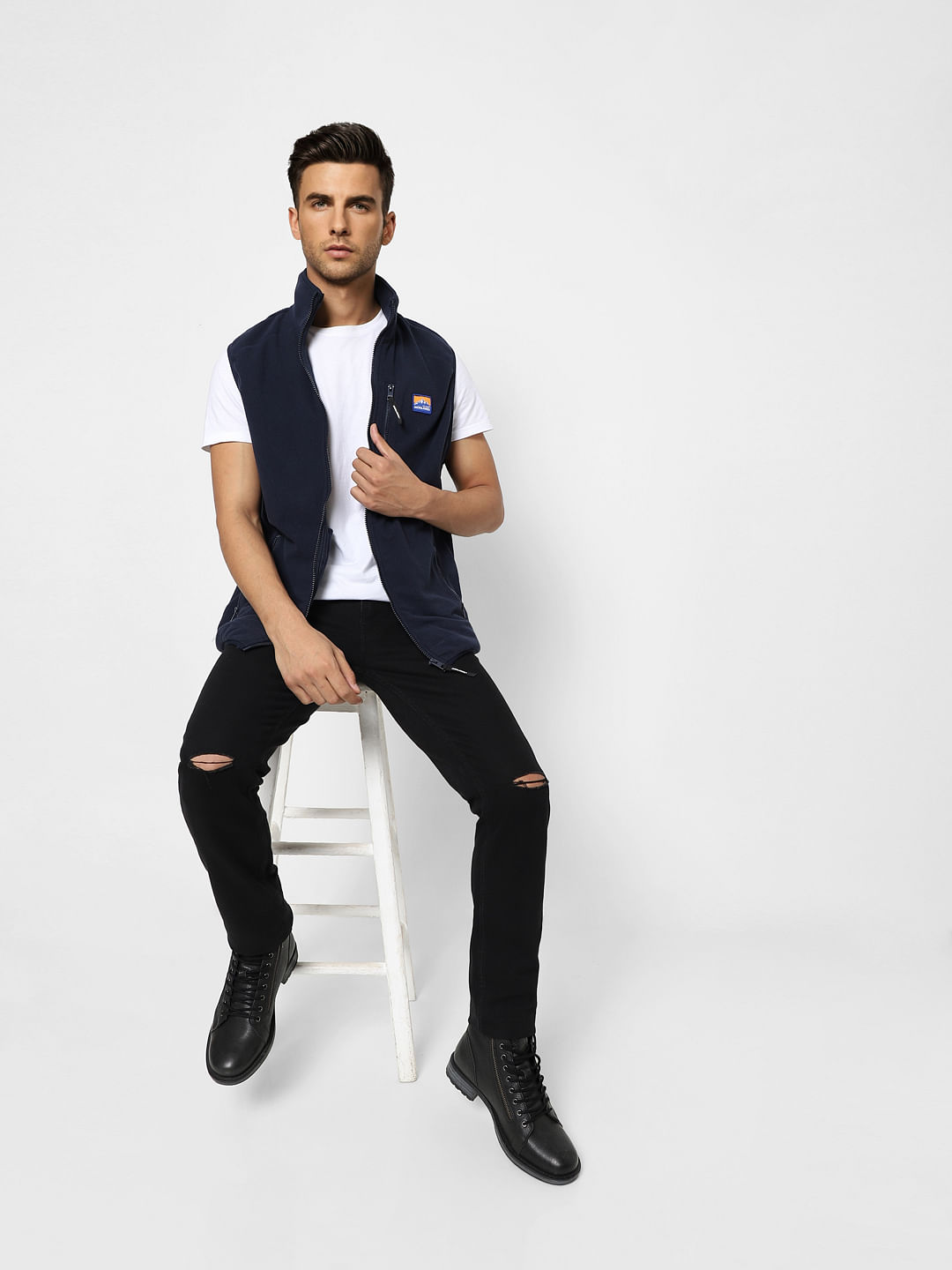Navy Blue Polar Vest Jacket - S
