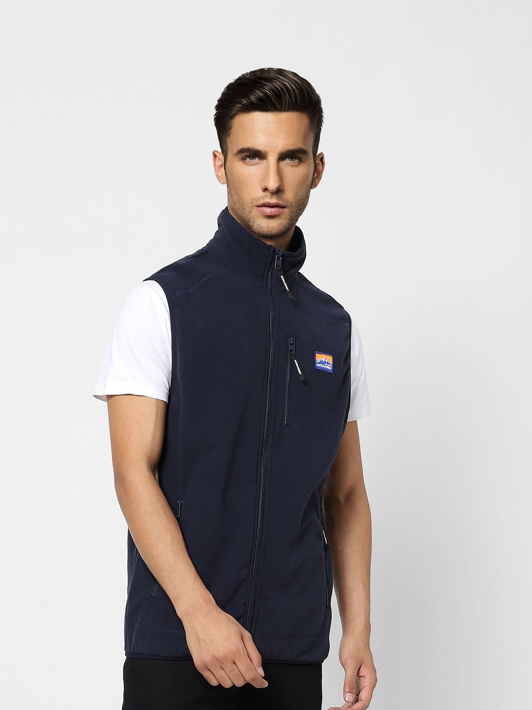 Navy Blue Polar Vest Jacket