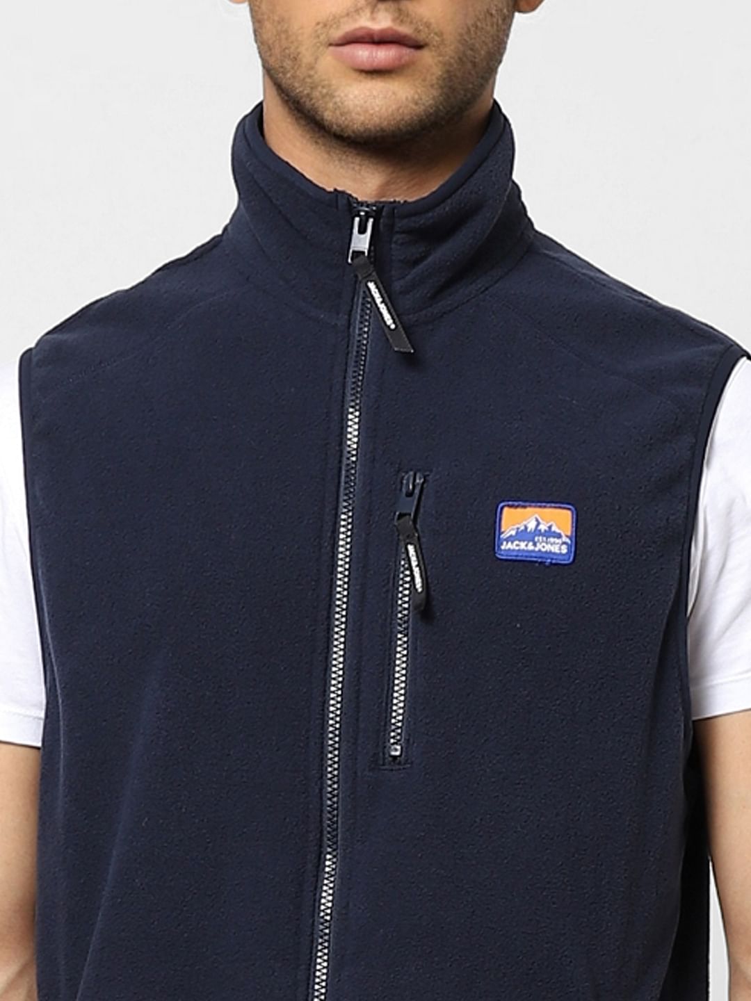 Navy Blue Polar Vest Jacket