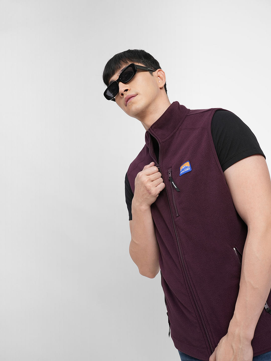 Burgundy Polar Vest Jacket - S