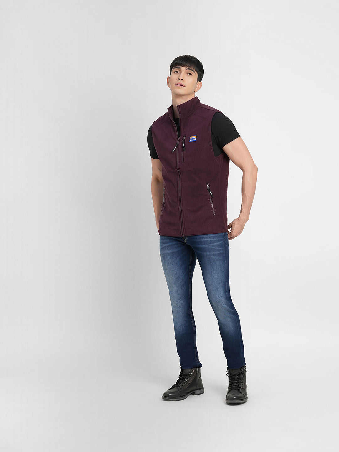Burgundy Polar Vest Jacket
