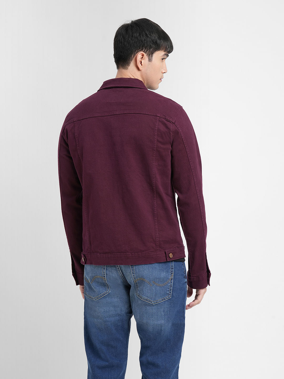 Burgundy Trucker Denim Jacket
