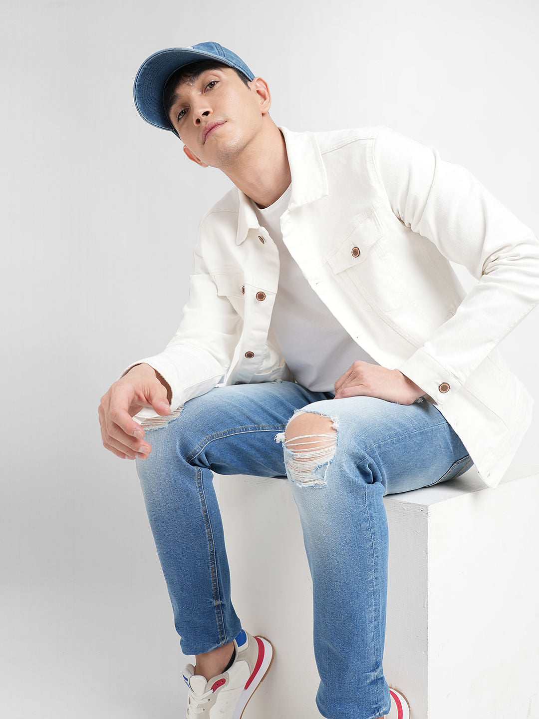 White Trucker Denim Jacket - S
