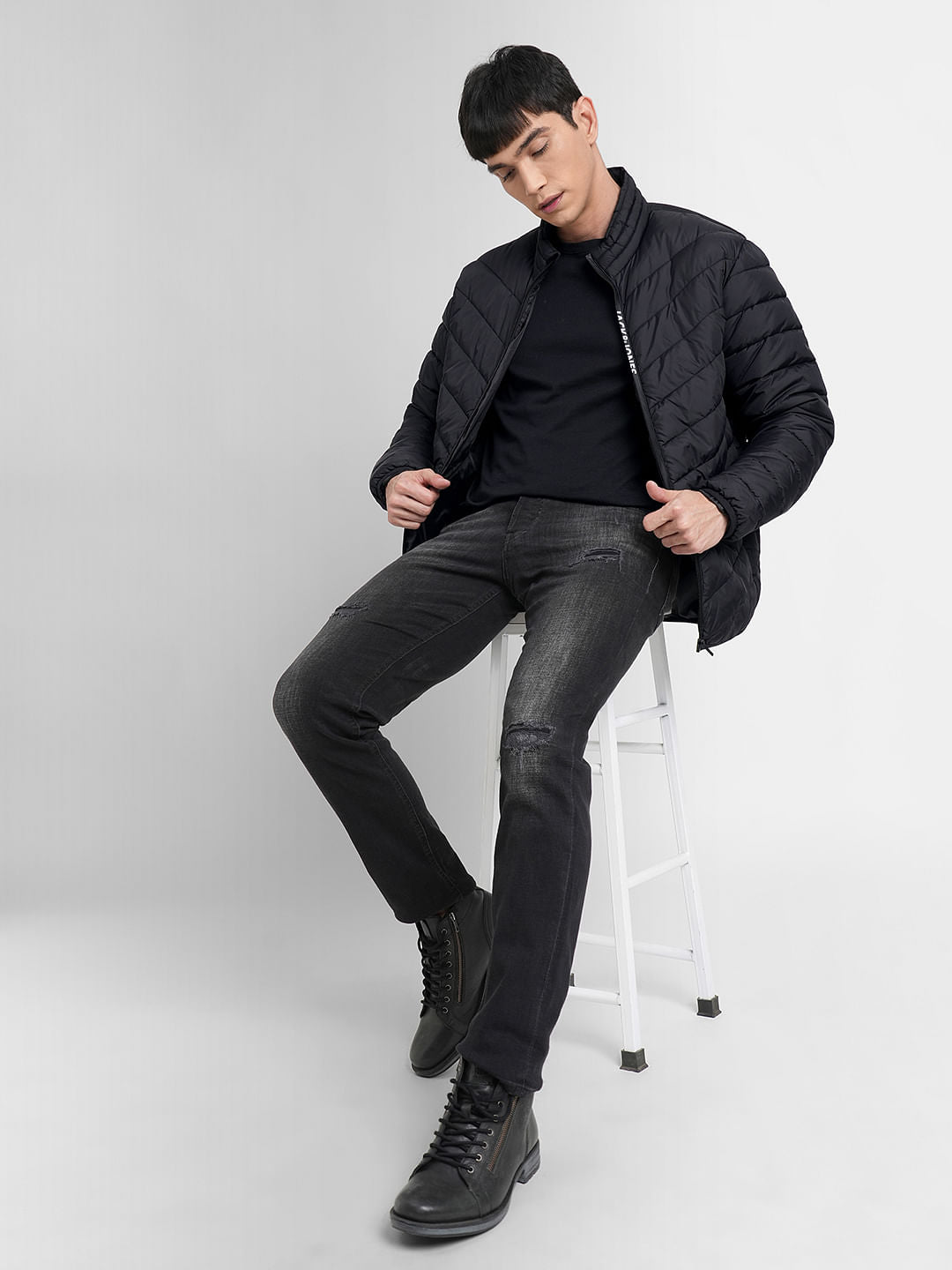 Black High Neck Puffer Jacket